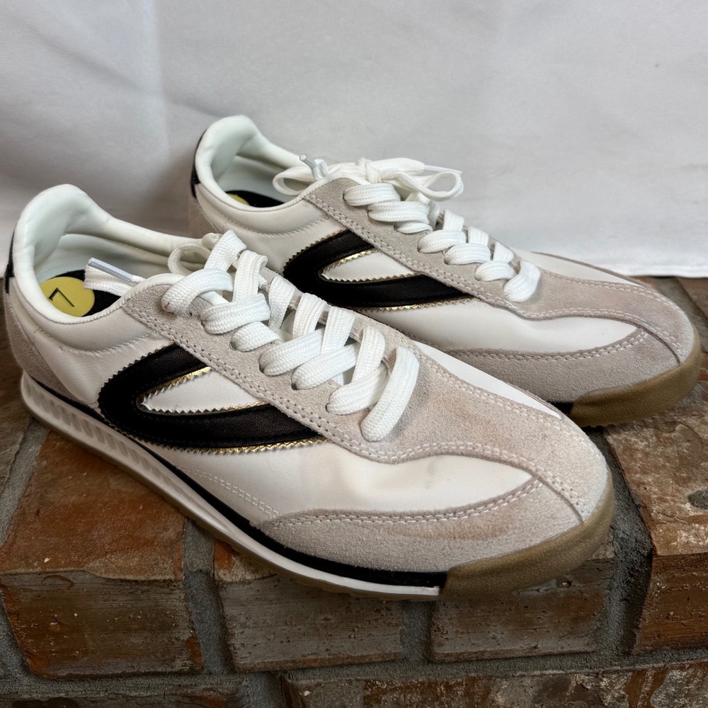 NWOT Tretorn Womens Size 7 Rawlins 2.0 Sneakers White Black Retro Sporty Casual
